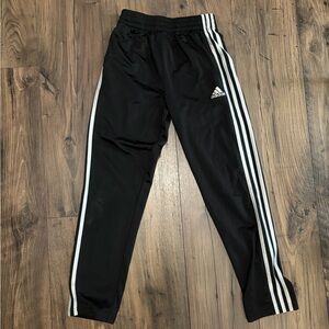 Adidas Kids Black Joggers with White Stripes